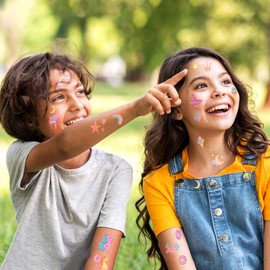 Sortnic Temporary Tattoos for Kids, 12 Sheets Glitter Unicorn Temporary Tattoos for Kids, Safe & Non-Toxic, Waterproof Unicorn Birthday Decorations Gifts Rainbow Party Favors for Boys and Girls