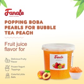 Fanale Peach Popping Boba Pearls, Vegan, Non GMO, Gluten Free, Fat Free, Perfect for Bubble Tea, Smoothies, Ice Cream, Desserts, and Beverages | FPB010