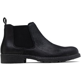 Jousen Men's Chelsea Boots Leather Distressed Boots for Men (AMY8403 black 10.5)