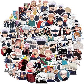 100 Pcs Jujutsu Stickers JJK Cute Kaisen Gojo Stickers Anime Waterproof Vinyl Stickers for Water Bottles, Laptop, Skateboard, Guitar, Bumper, Luggage