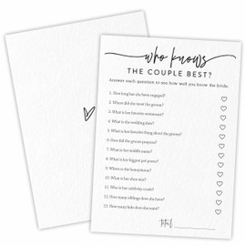 TPYEN Bridal Shower Game Cards - Who Knows The Couple Best - 30 Minimalism Wedding Party Games Game Cards, Engagement Party Game, Modern Bridal Shower Party Favor & Decorations - A09