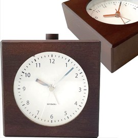 KATOMOKU Alarm Clock 5 Brown km-78BR Wooden 11.2 x 11.8 x 4.6 cm