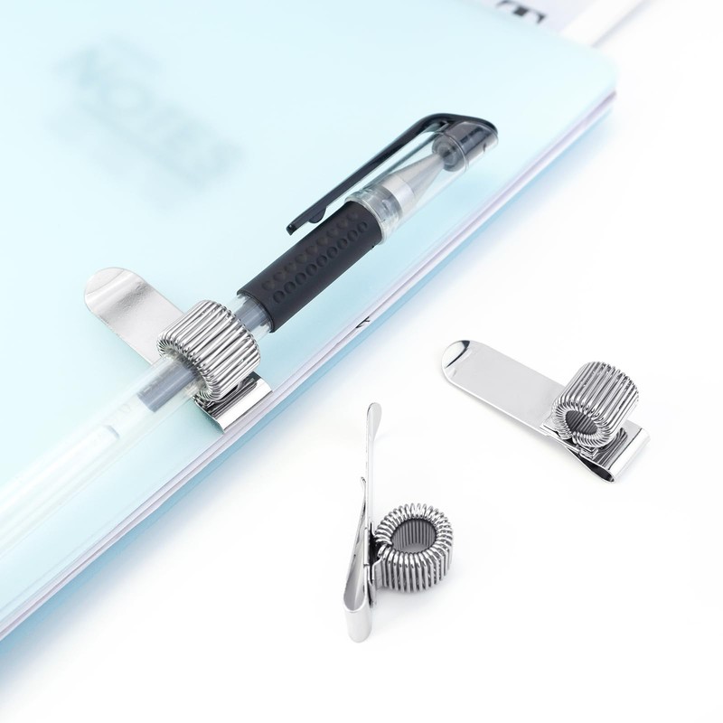 Quacc 3 PCS Metal Pen Holder Adjustable Single Spring Loop