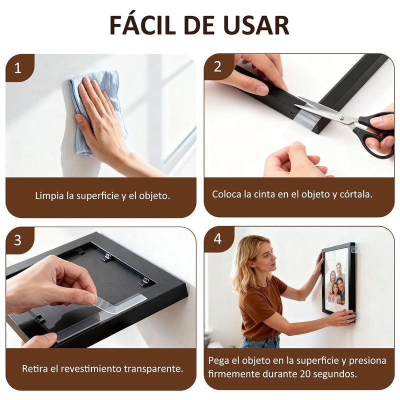 Cinta Doble Cara Adhesiva Transparente, 2 Rollos de 5M, Reutilizable