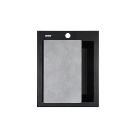 ZUHNE Granite Composite Black Kitchen Sink with Cutting Board, Made in Italy (16 by 20 Inch Bar Sink)