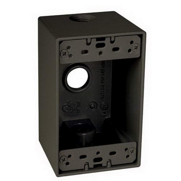 TayMac SD350Z Weatherproof Box, 1-Gang, (3) 1/2-Inch Outlets, Deep, Bronze