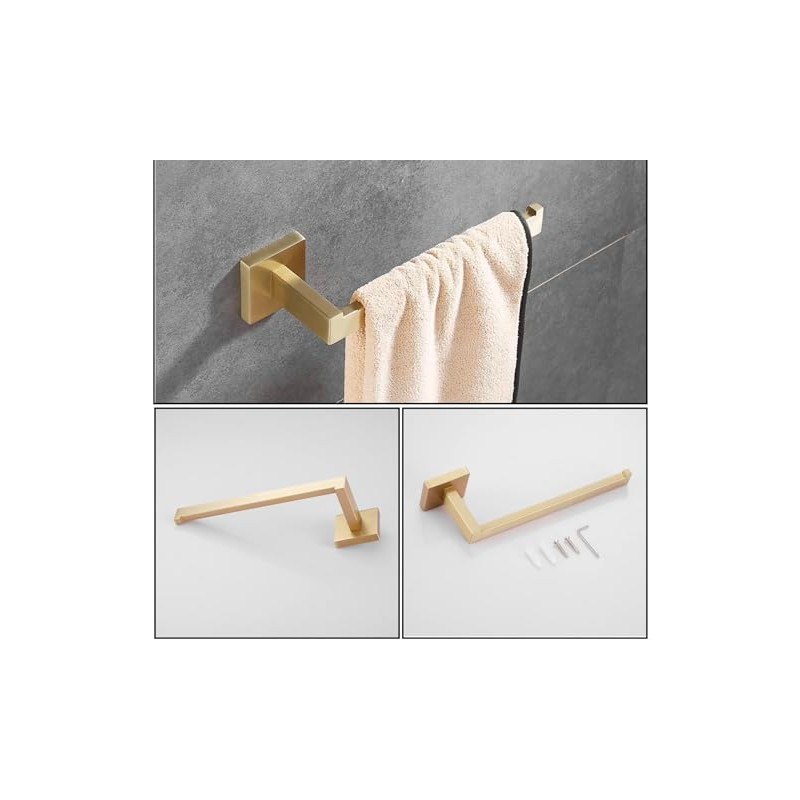Housler® Brushed Brass (Gold) Square Bathroom accessories (Sq.BB.TOWEL RING (bar))