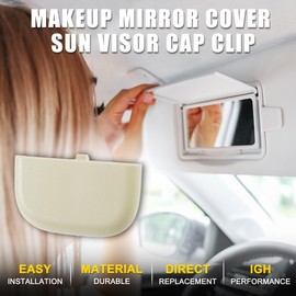 TUCKBOLD Makeup Mirror Cover Sun Visor Cap Clip for Ford Edge Robust No.DS7Z54672A40AF | Inner Sun Visor Bolt Cover Beige with Flat Pry Bar 1 Set