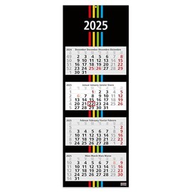 4-Monatskalender Wandkalender 2025 Black+Stripes 4-30 x 90 cm, dekoratives Großformat mit 4 einzelnen, perforierten Kalenderblocks, Rückwand faltbar/Büro -Kalender - Made in Germany Geiger-Office