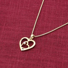 trendor Heart Pendant Gold 333/8K on Gold-Plated Silver Necklace 41488-45 45 cm, Cubic Zirconia