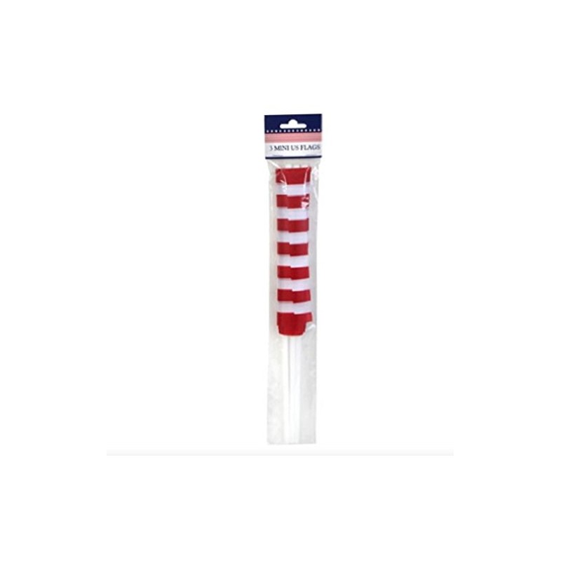 3 Mini American Flags On Stick US 11.4 Inches By