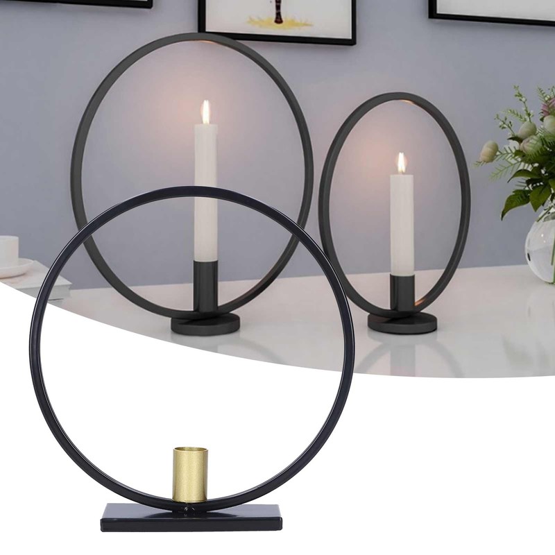 Simple Round Candle Holder Wrought Iron Home Candlestick for Dinner