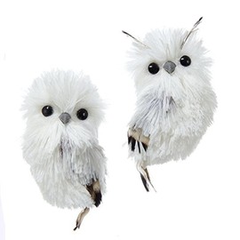 Kurt Adler 5.1in Silver Hanging Owl Christmas Ornament,Acrylic, 2 Assorted