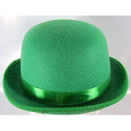 Jesters Party Green Felt Bowler Hat with Satin Ribbon, One Size Fits Most, St. Patrick's Day Costume Accessory