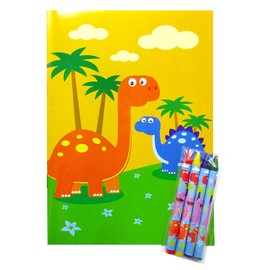 Tiny Mills Dinosaurs Coloring Book for Kids Party Favor Set with 12 Coloring Books and 48 Crayons Dinosaurs Jurassic Birthday Party Supplies Bag Fillers