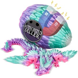 TBOLINE 3D Printed Dragon with Wings,Crystal Dragon Eggs with Flying Dragon Inside,Sensory Articulated Dragon in Egg Fidget Toy,Dragons Figure Toys (Rainbow)
