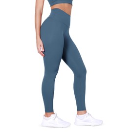 ODODOS Body-Hugging Full Length Workout Leggings with Back Pocket for Women, 28" High Waist Yoga Pants, Ink Blue, Medium