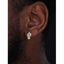 Iced Out Nugget Stud Earrings – 14k Gold Vermeil over Solid 925 Sterling Silver – 0.5ct VVS CZ Diamonds – Medium/Large 3D Design – Screw Back Pair – Won’t Tarnish or Turn Ears Green