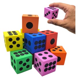 Colorful Foam Dice Set - Pack of 36 - (1.5") Solid Colors, Big Square Block Dice Cubes with Number Dots Great for Party Favor, Math Learning, School Supplies, Casino Party Decor and Games