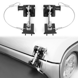 JK Hood Latches Compatible with 2007-2018 Jeep Wrangler JK JKU Hood Catch, Aluminum Hood Catch Locking Kit Replacement, 1 Pair Black with 2 Keys
