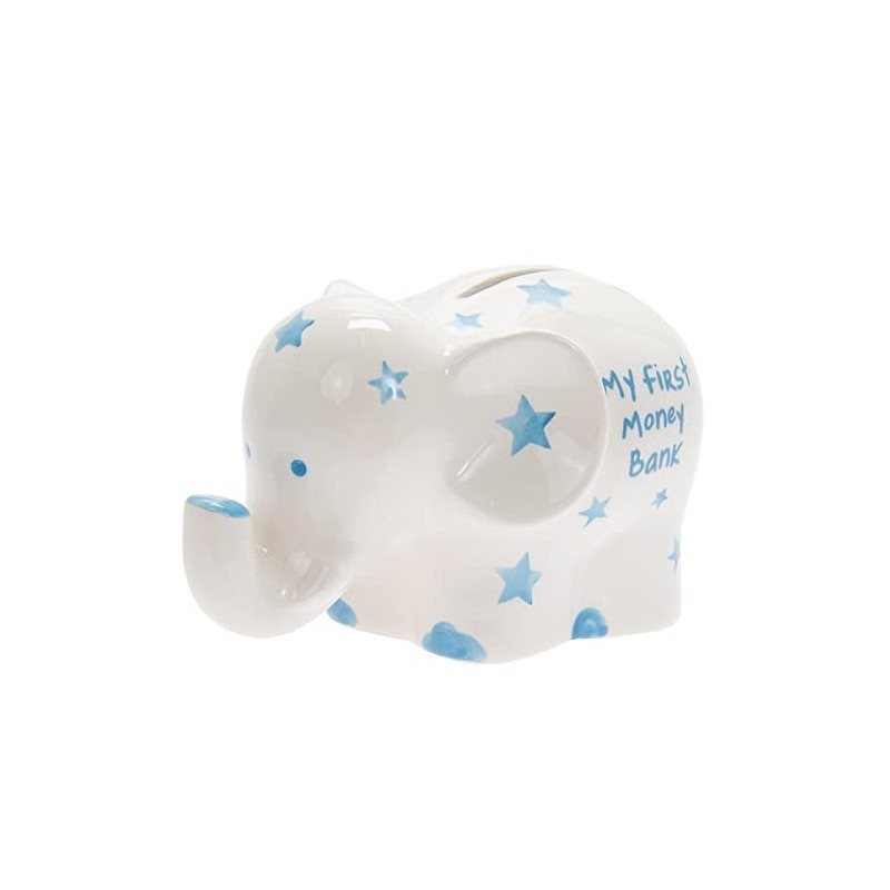 My First Money Bank Elephant Money Box White with Blue