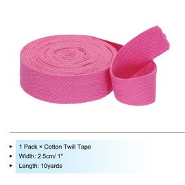 PATIKIL 1"/2.5cm Cotton Twill Tape 10 Yards Cotton Ribbon Bias Binding Tape Herringbone Webbing Trim for Sewing Gift Wrapping Craft DIY Rose Red