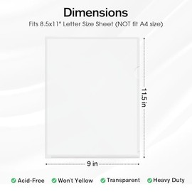 KTRIO - Fundas transparentes para carpetas de plástico con bolsillos para proyectos, paquete de 12 unidades, se adapta a papel tamaño carta de 8.5 x 1