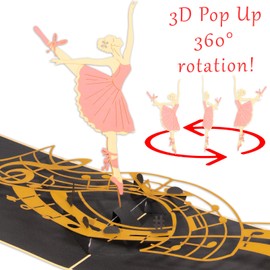 LINPOPUP® Pop Up Card Ballerina 3D Voucher for Theatre Visit, Packaging for Money, Concert, Opera - Birthday Card, Swan Lake Theatre Voucher, Money Card for Ballet, Dance Course, N120