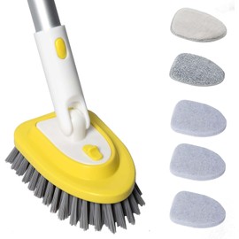 cepillo para polvo de ducha con mango de 51 pulgadas de largo, tina 3 en 1 y cepillo para polvo de limpieza de azulejos para limpiar baño, cocina, inodoro, pared, lavabo de azulejos, sin arañazos