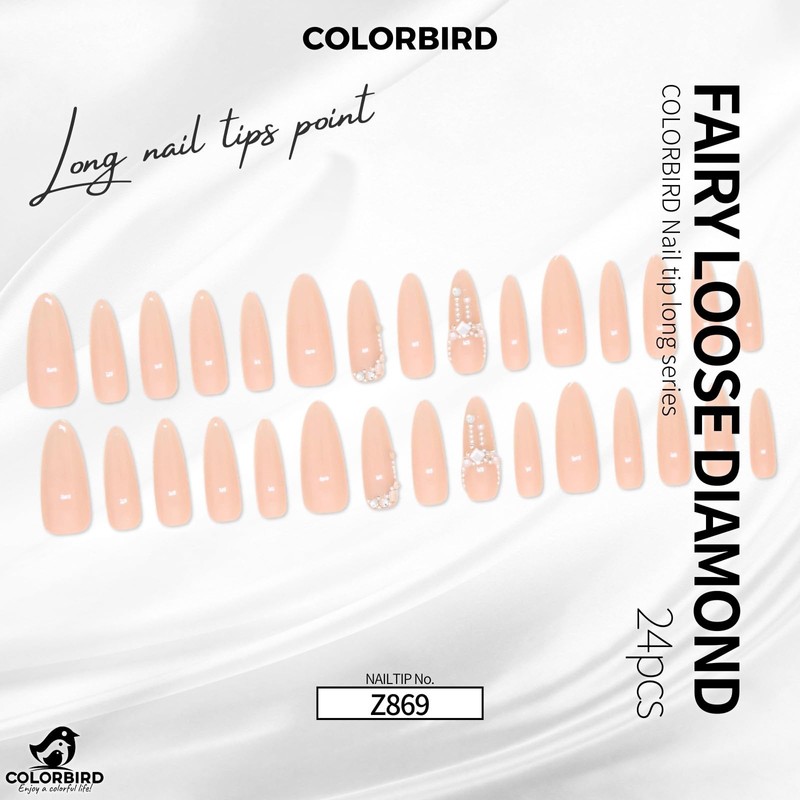 COLORBIRD Nail Tips, Long, 24 Pieces, Pink, Nail Tips, Short,