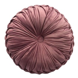 Elero Round Throw Pillow Velvet Home Decoration Pleated Round Pillow Cushion for Couch Chair Bed Car Blush