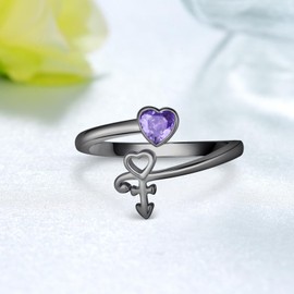 Prince Symbol Ring 925 Sterling Silver Prince Symbol Jewelry Gifts for Music Fans Women Prince Souvenir Accessories (Black)