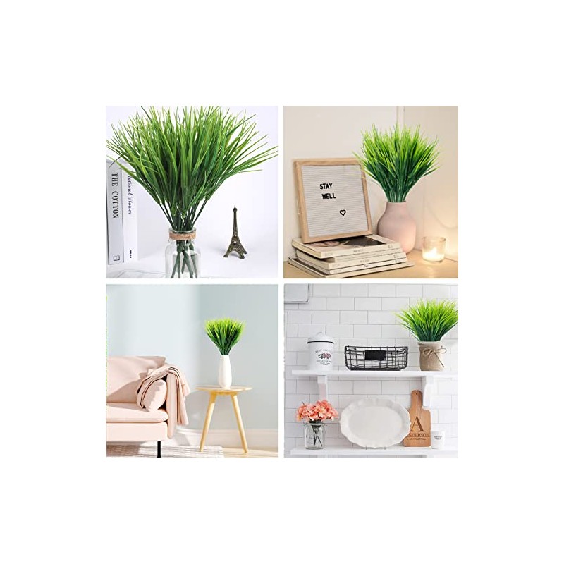Plantas Artificiales 12 Piezas, 15,5"Artificial Hierba de Trigo Decoraciones, Resistentes