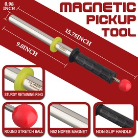 ULIBERMAGNET Magnetic Pickup Tool,8000 Guass Neodymium Magnetic Retrieving Tool Rod with Release Handle,Heavy Duty Magnetic Sweeper for Metal Cuttings,Pickup Nails, Screws, Iron Scraps and Metal Parts