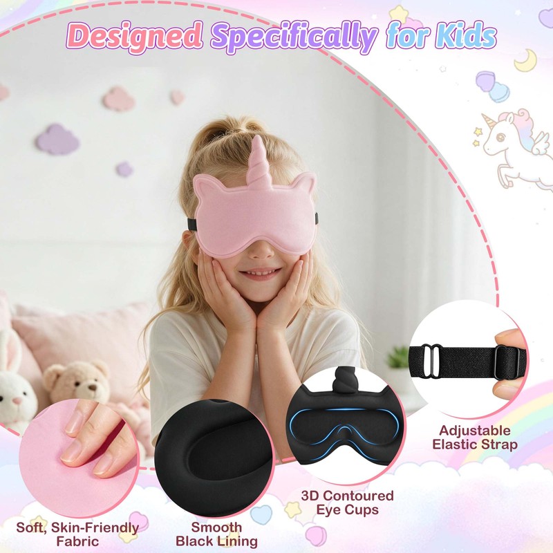 Kids Sleep Mask, Contoured 3D Sleeping Eye Mask for Kids