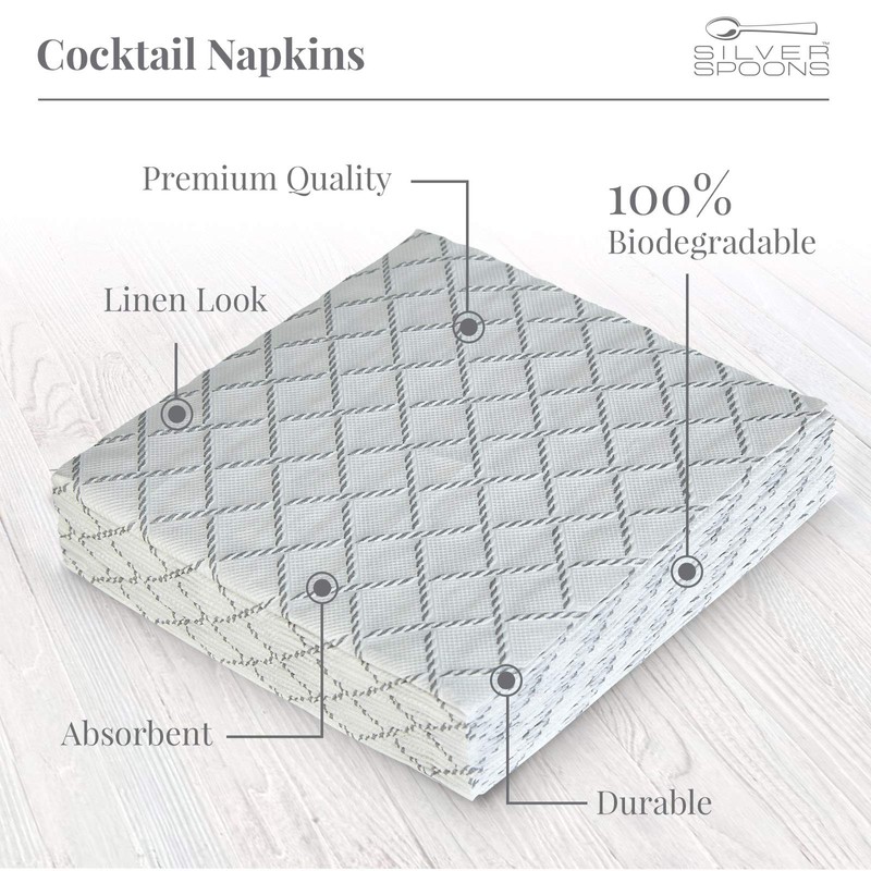 Silver Spoons DISPOSABLE QUILTED COCKTAIL NAPKINS European Made for Upscale