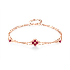 PHNIBIRD Clover Bracelet 925 Sterling Silver Dainty Love Friendship Birthstone Bracelet Lucky Four-Leaf Clover Jewellery for Women and Girls, 16 + 3 cm, Sterling Silver, Cubic Zirconia