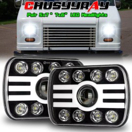 CHUSYYRAY Fit for Freightliner MT-35 MT-45 MT-55 Stepvan DOT 5x7" LED Headlight Hi Lo Beam