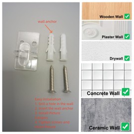 4 pcs Picture Hangers, Heavy Duty Picture Hanging Kit with Nails, Professional Picture Hanging Kit on Wooden/Drywall for Canvas, Office Pictures, Clock, House Decoration, Holds 10-20 lbs