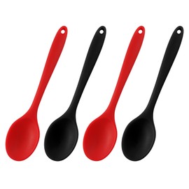 LVYKING 4 Pieces silicone Cooking Spoons,8"Heat-Resistant, Non-Stick, and Durable Kitchen Utensils for Cooking Baking Stirring,Red+Green+Yellow+Blue