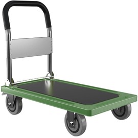 TIDY PALM Upgraded Foldable Push Cart Dolly | 680 lbs. Capacity Moving Platform Hand Truck | Heavy Duty Space Saving Collapsible | Swivel Push Handle Flat Bed Wagon - Green