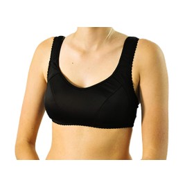 Nearly Me - Dedra Compression Post Mastectomy Lumpectomy Sports Pocket Bra #5606, Black (Size: 36C)