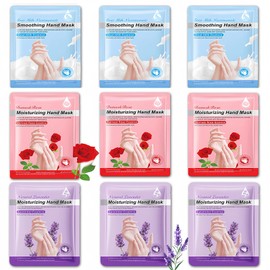 Moisturizing Hand Mask Gloves 9 Pairs, Hydrating Hand Masks for Dry Cracked Hands, Exfoliating Hand Peel Mask, Nourishing Hand Treatment Gloves for Women & Men