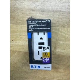 Eaton TR7765 White Tamper Resistant 15 Amp USB A Charger Duplex Receptacle New