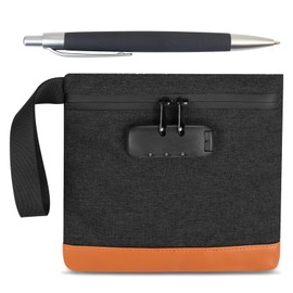 Money Bag with Combination Lock, 7.9 * 7.4 in Security Proof Bag with Lock for Cash, Safe Storage Pouch for Cash, Travel, Bank Deposits, Credit Passports Phone Notary (Black)