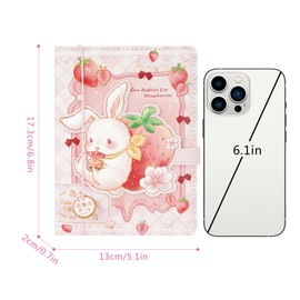 LA HUATE Cute Travel Journal Pu Leather Cover Journal Notebook Kawaii Japanese Sketchbook Journal Diary with Magnetic Buckle