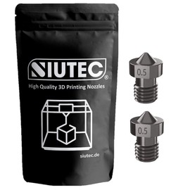 SIUTEC® Premium V5 / V6 Hardened Steel/Hardened Steel, Nozzle/Nozzle, 0.5 mm, Pack of 2, Compatible with i3, i3 Mega S, Chiron, 4MAX, Vyper, Kobra, Kobra Max, E3D V5 / V6 Hotend - for 1.75 mm Filament