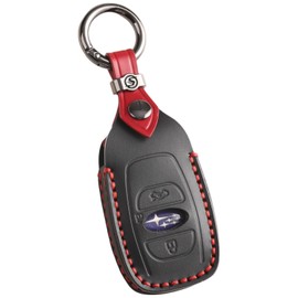 【smasol】Smart Key Case Genuine Leather Leather Key Cover Compatible with Crosstrek/Forester/Levorg/Impresa (Subaru SUBARU Compatible) Men's Women's Vehicle-Specific Design Accessory, Black, S