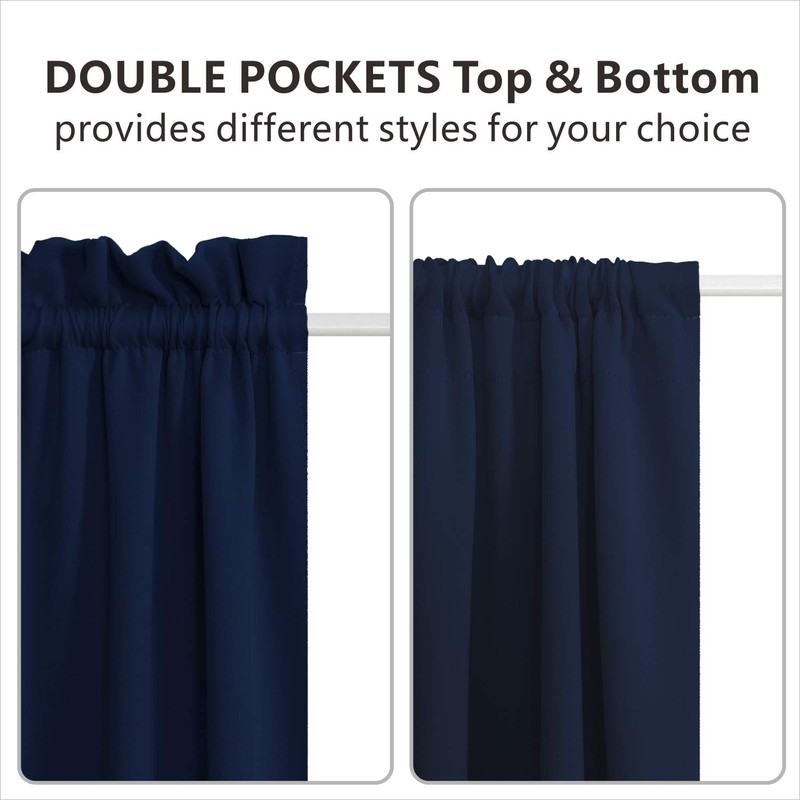 Aquazolax French Door Curtains Drapes - Readymade Solid Blackout Glass