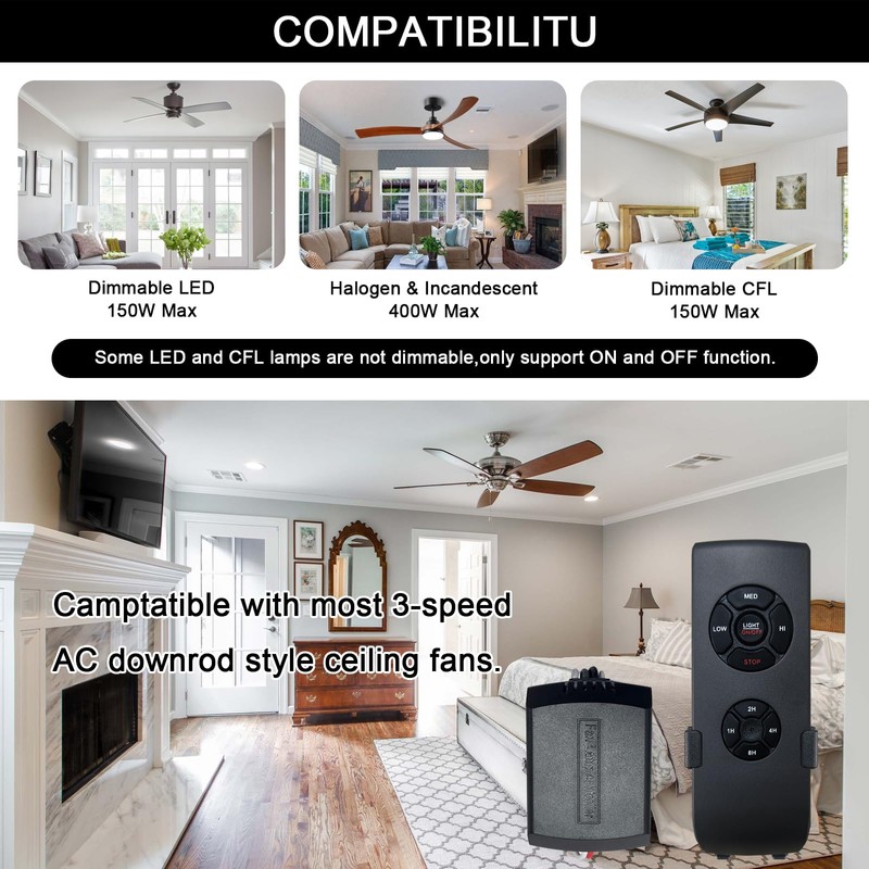 Humpptom Ceiling Fan Remote Control Kit, Small Size Receiver Ceiling